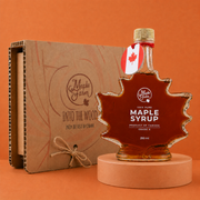 Pure Maple Syrup – Dark – 250ml leaf-shaped bottle in gift box