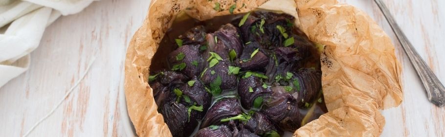 Cipolle al cartoccio con sciroppo d’acero