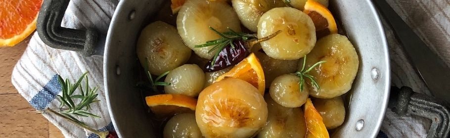 Cipolline in agrodolce con sciroppo d’acero e arancia