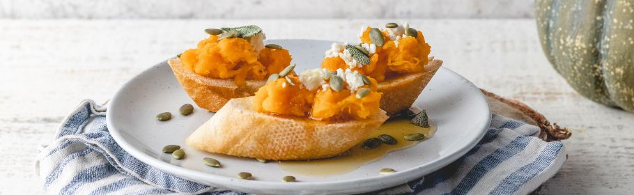 Crostini con zucca arrosto allo sciroppo d’acero